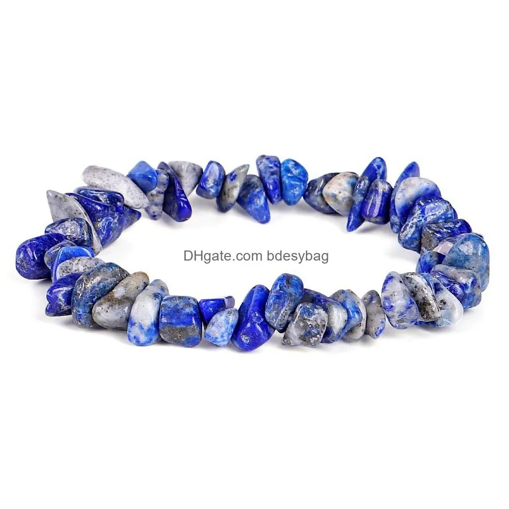 elastic irregular natural gem stone bracelet chip beads nuggets fluorite amethyst rose crystal quartz bracelets bangles for women