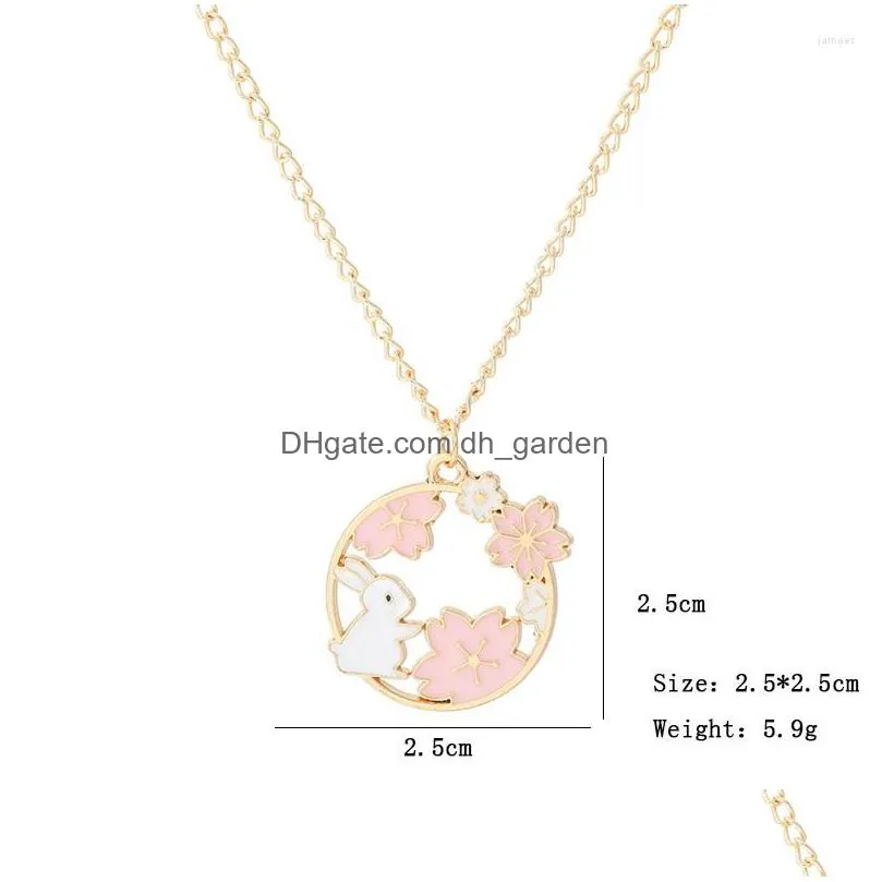 chains cute flower animal pendant necklace for women adjustable gold color cartoon round hollow collar jewelry accessories gifts