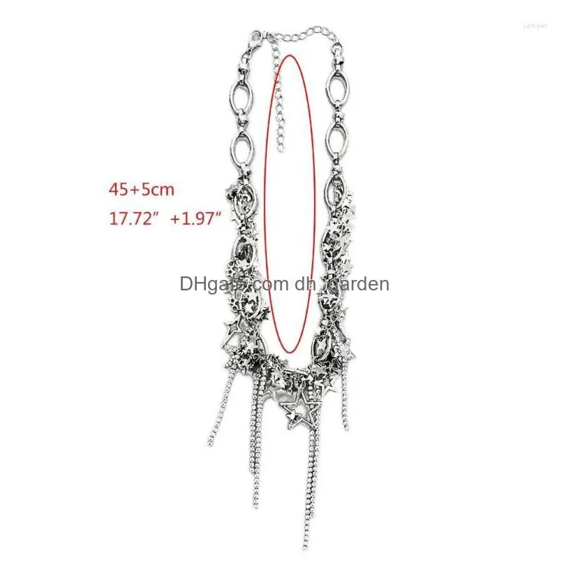 chains 1pc star tassel chokers y2k jewelry chain necklaces alloy pentagram choker party accessories
