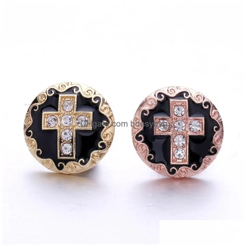 rhinestone gadget clasps cross 18mm snap button charms for snaps diy jewelry findings suppliers gift