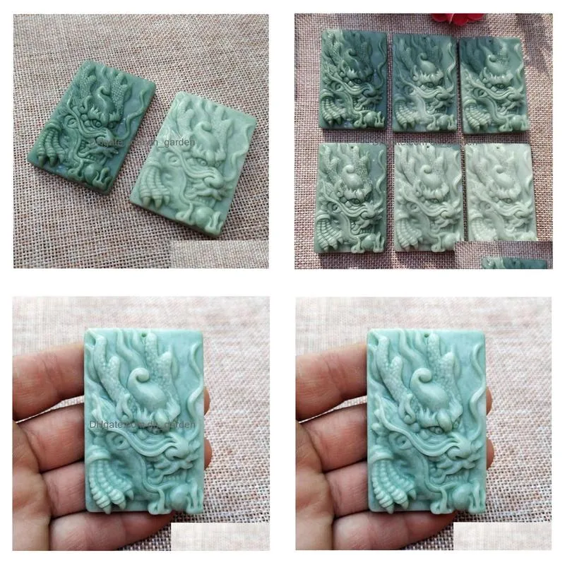 pendant necklaces drop style green jade dragon lovely delicate crystal carved healing