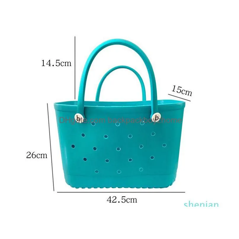 waterproof woman eva tote large shopping basket bags washable beach silicone bogg bag purse eco jelly candy lady handbags 563263