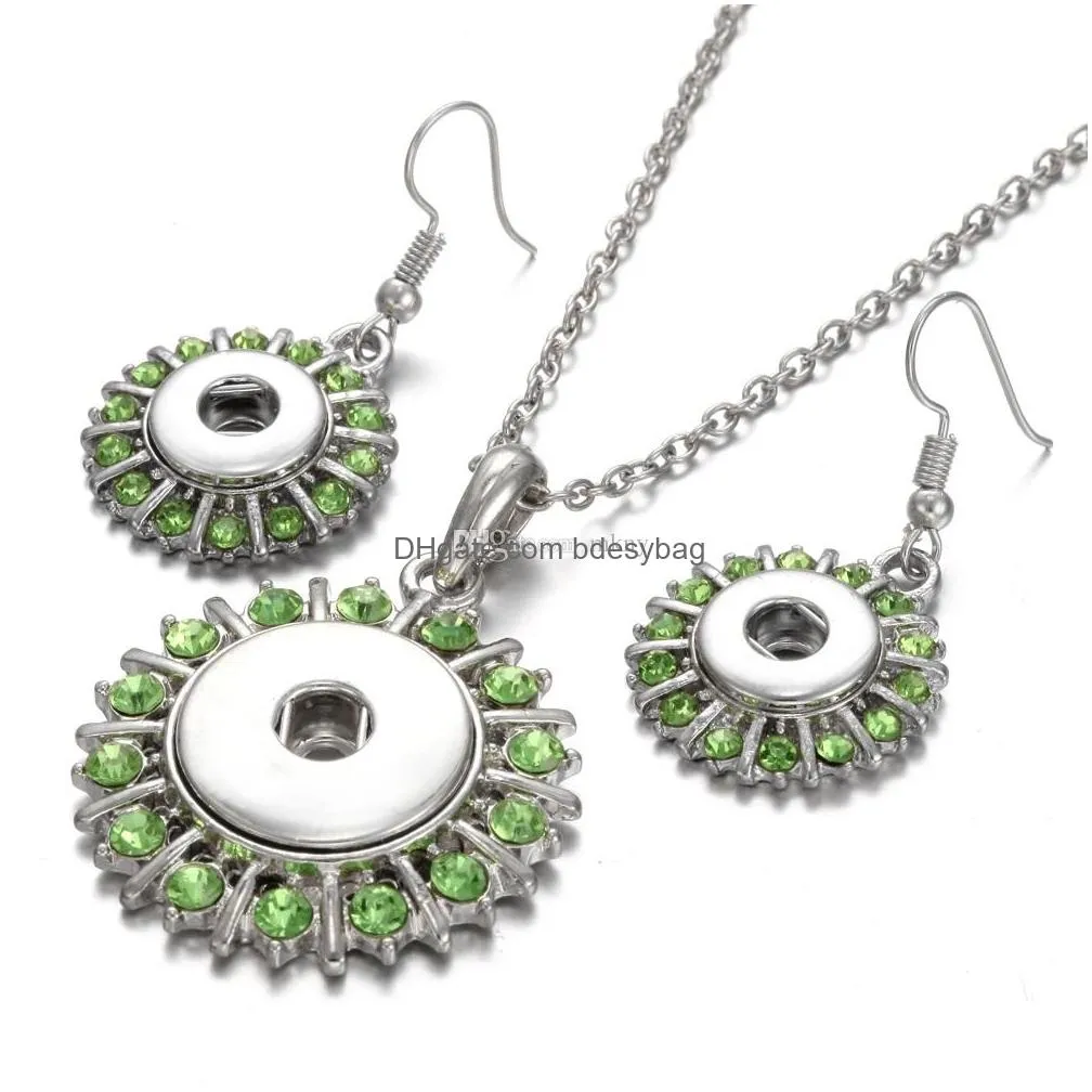 noosa crystal snap button jewelry set mini 18mm snap button necklace 12mm snap earrings for women bohemia gift