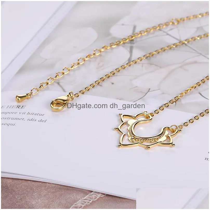 pendant necklaces dainty bohemian floral necklace for women stainless steel flower chain hollows bloom collares mujer jewelry gift