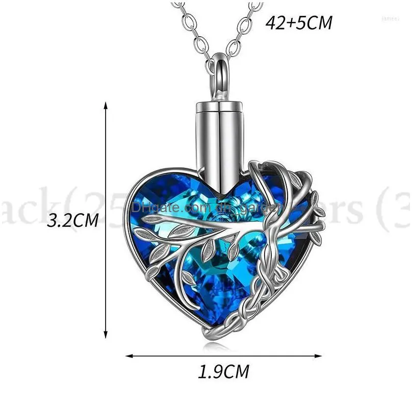 pendant necklaces creative heart cremation jewelry with crystal tree of life urn necklace for ashes gifts women girls