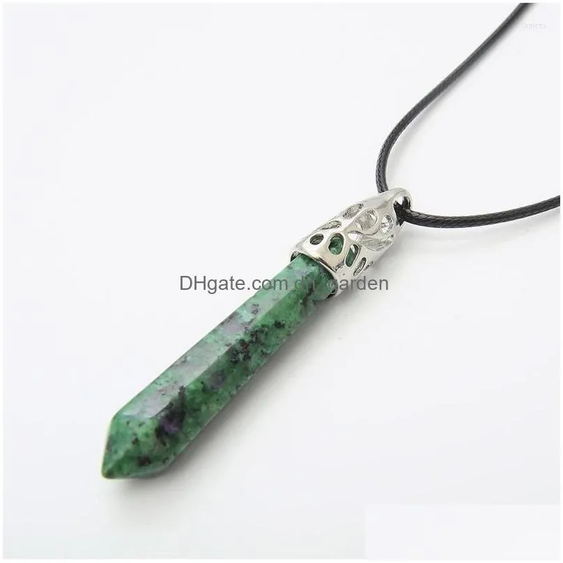 chains natural stone hexagonal column crystal necklaces fashion jewelry women agates pendant 2023 statement choker bohemian necklace