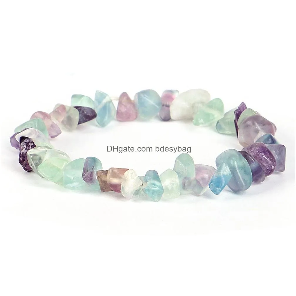 elastic irregular natural gem stone bracelet chip beads nuggets fluorite amethyst rose crystal quartz bracelets bangles for women