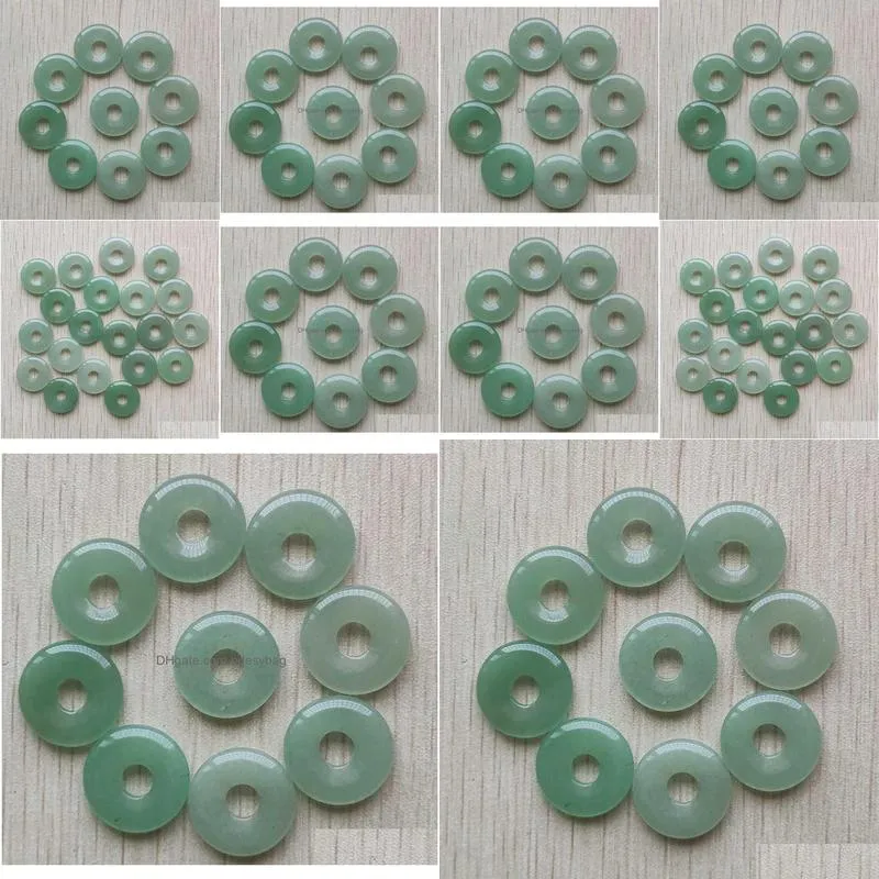 round ssorted 18mm circle donut green aventurine natural stone charms crystal pendants for necklace accessories jewelry making