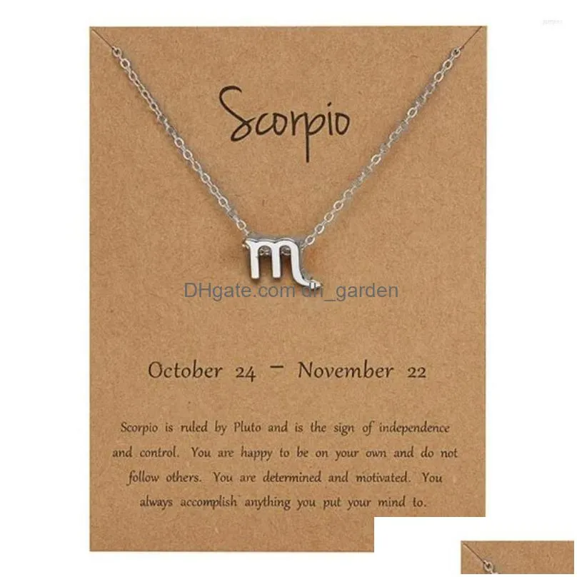 pendant necklaces 1pcs 12 star zodiac sign necklace for women girls constellation chain choker birthday jewelry with cardboard card