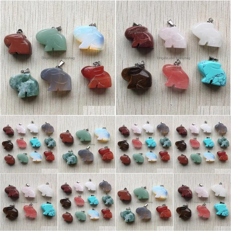 carved animal rabbit assorted natural stone charms crystal pendants for necklace accessories jewelry making