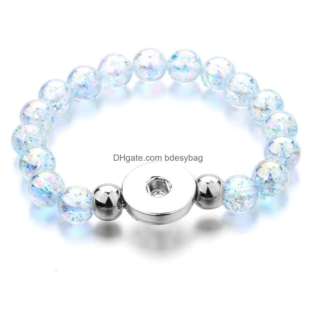 women snap button bracelet colorful acrylic beads hand strand bracelets jewelry diy 18mm ginger snaps elastic bangle