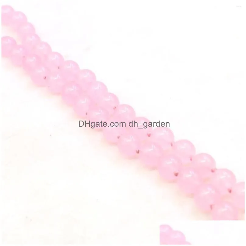 chains 10mm round pink jades chalcedony necklace crystal natural stone women girls hand made neckwear diy fashion jewelry making