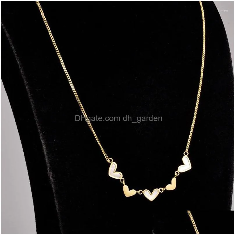 chains love hearts necklace for women girls gold color titanium steel charm thick clavicle chain jewelry gift gn804
