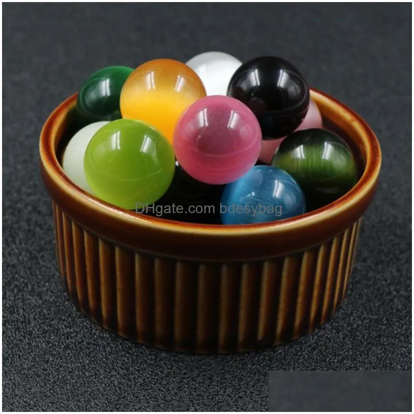 nonporousball 20mm cats eye opal stone bead natural healing crystal mascot massage accessory minerale gemstone reiki home decoration