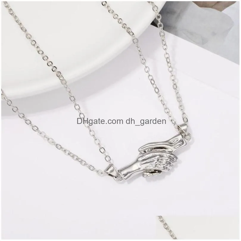 chains magnetic handshake necklace fashion couple clavicle chain personalized alloy accessories for women men