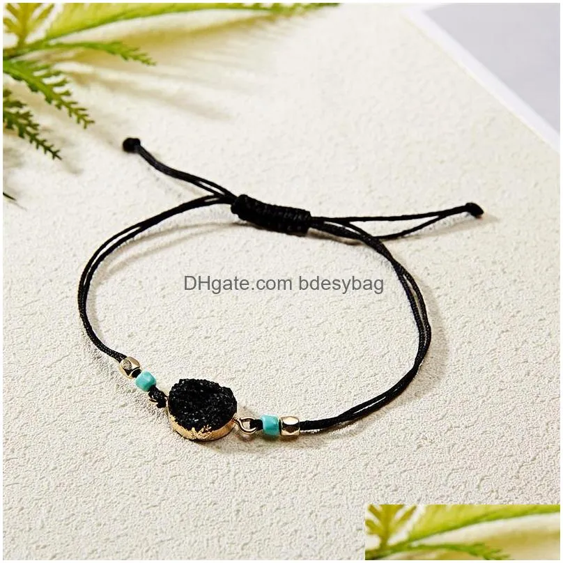 friendship make a wish druzy drusy resin handmade braided rope bracelet for women christmas party card gift