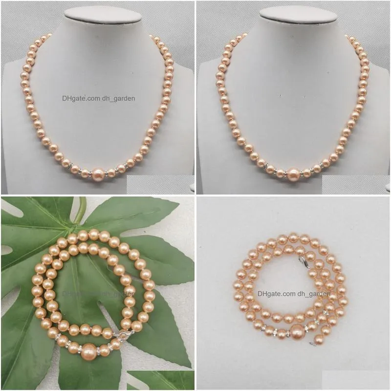 chains delicate 8/12mm pink shell pearl necklace 18 inch womens fashion noble jewelry