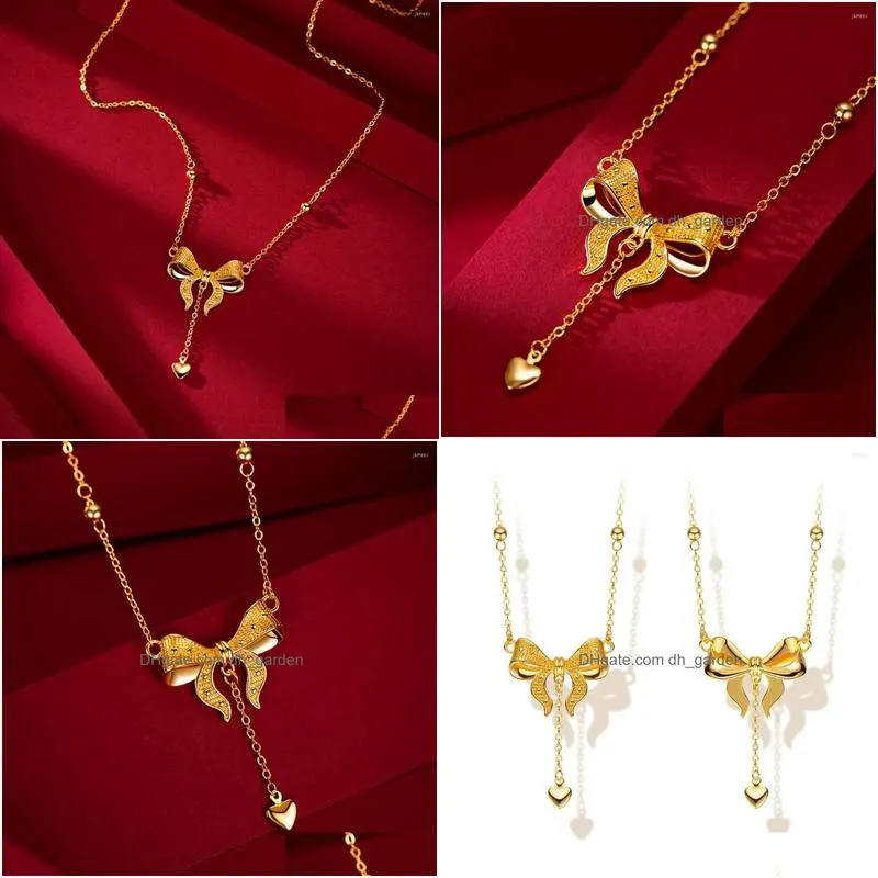 pendant necklaces cute wind butterfly women girls chain real 18k gold color love collarbone niche fairy pretty girlfriend gift