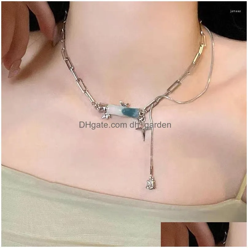 chains white moonstone fringed zircon necklace womens ins niche set highend sense collarbone chain accessories 2023 trend