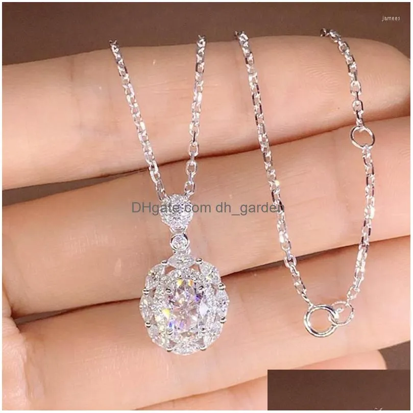 chains style modern silver color wedding zircon pendant necklace for bride accessories womens fashion jewelry