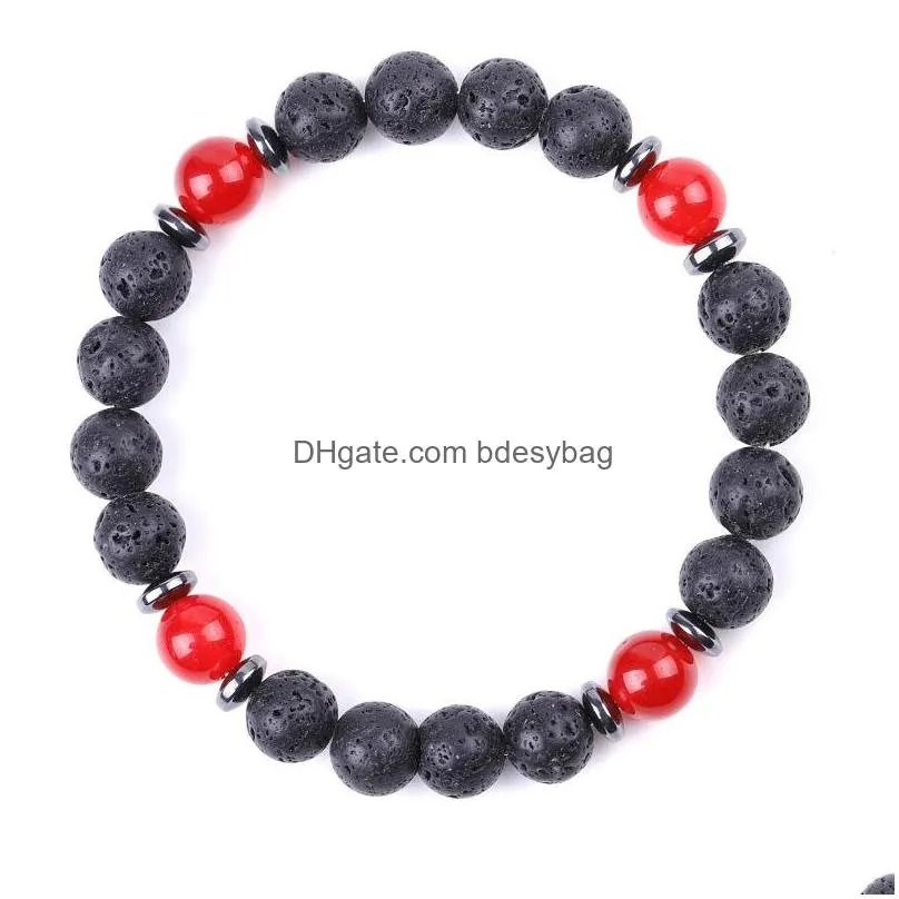 lover buddha red gray stone bracelet handmade 8mm lava beads bracelets summer men women jewelry gift