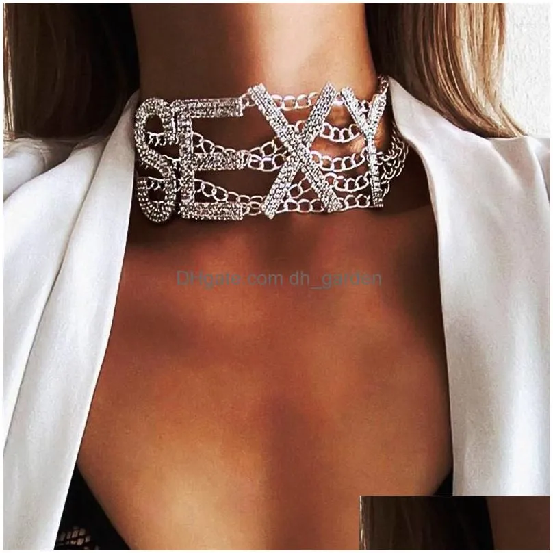 chains y2k fashion glitter rhinestone y letters necklace women party rave jewelry ornament night club coquette girl necklet 2023