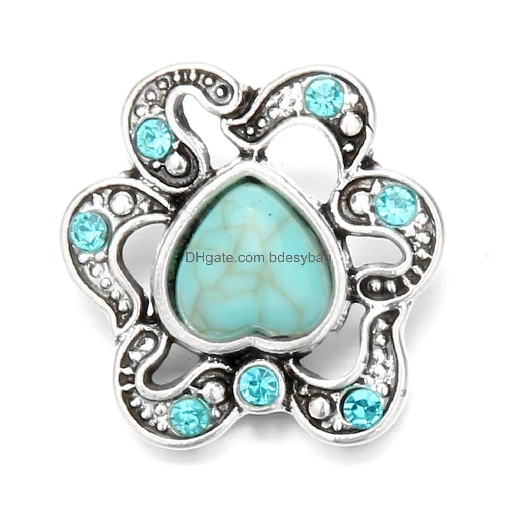 noosa turquoise 18mm snap button cross natural stone triangle love heart chunks diy ginger snap button charms bracelet necklace