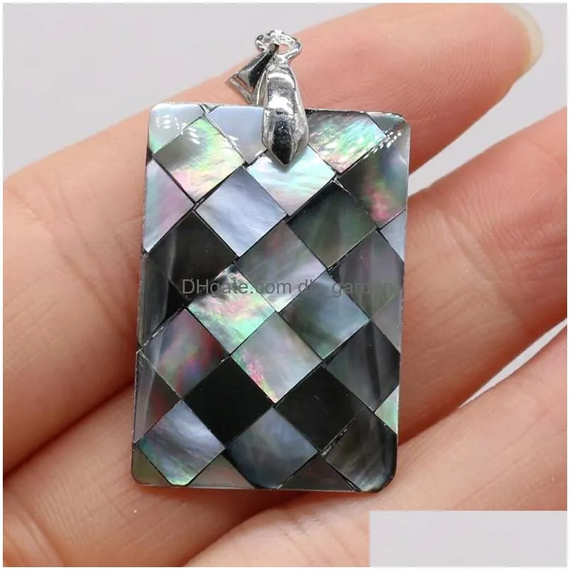 pendant necklaces natural seashell pendants rectangle sandy beach shell charms for prevalent jewelry making necklace earrings