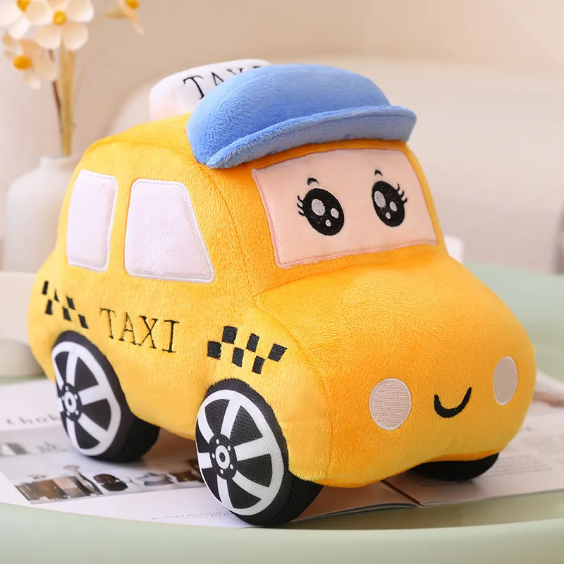 Wholesale cute cartoon style throw pillow doll police car doll rental car transportation plush toys