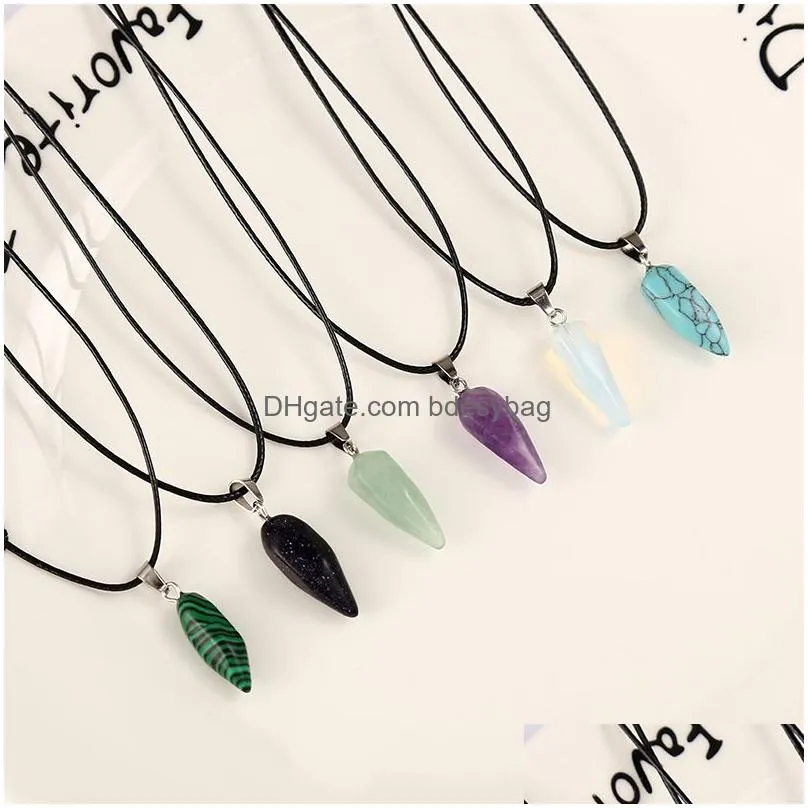 natural stone cusp hexagon prism pendant crystal necklace healing reiki hangings quartz craft wholesale