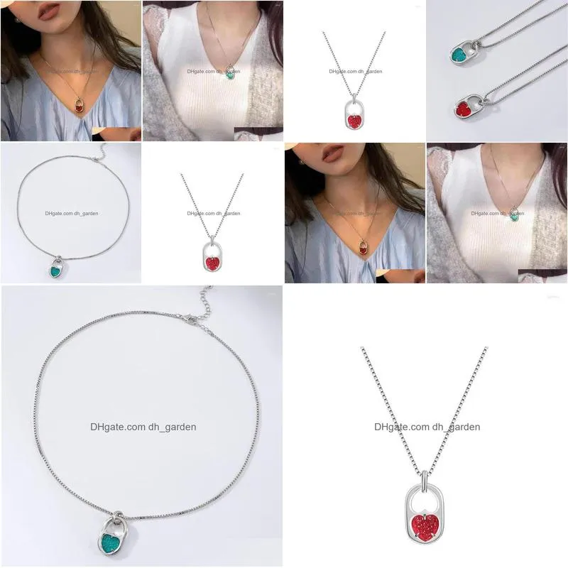 pendant necklaces londany necklace peach heart design sense niche designer love collarbone sweater chain