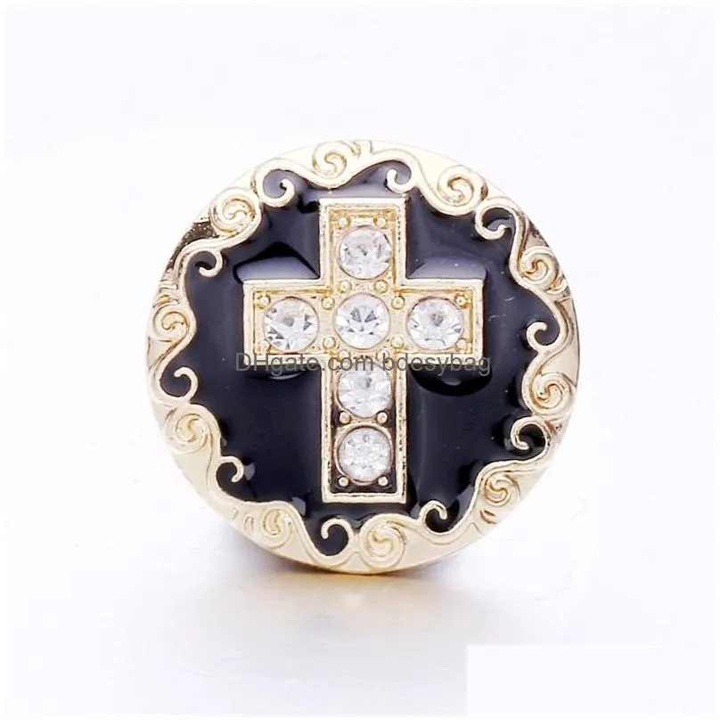 rhinestone gadget clasps cross 18mm snap button charms for snaps diy jewelry findings suppliers gift