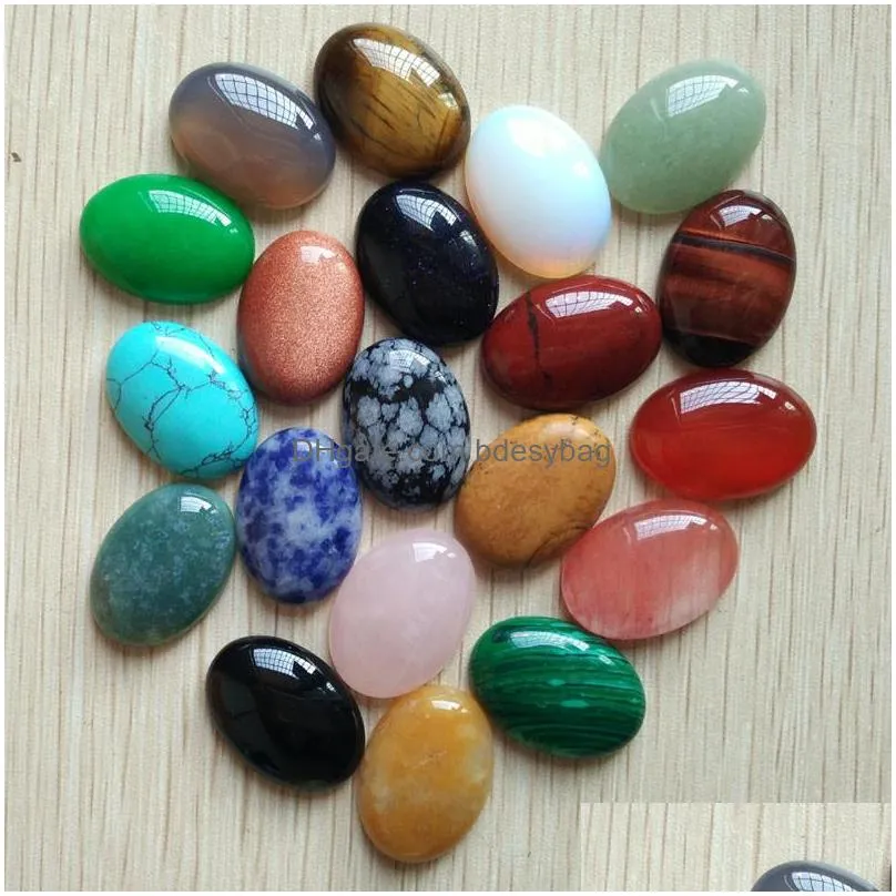 wholesale 18x25mm natural stone mixed oval cab cabochon cystal loose beads for jewelry making