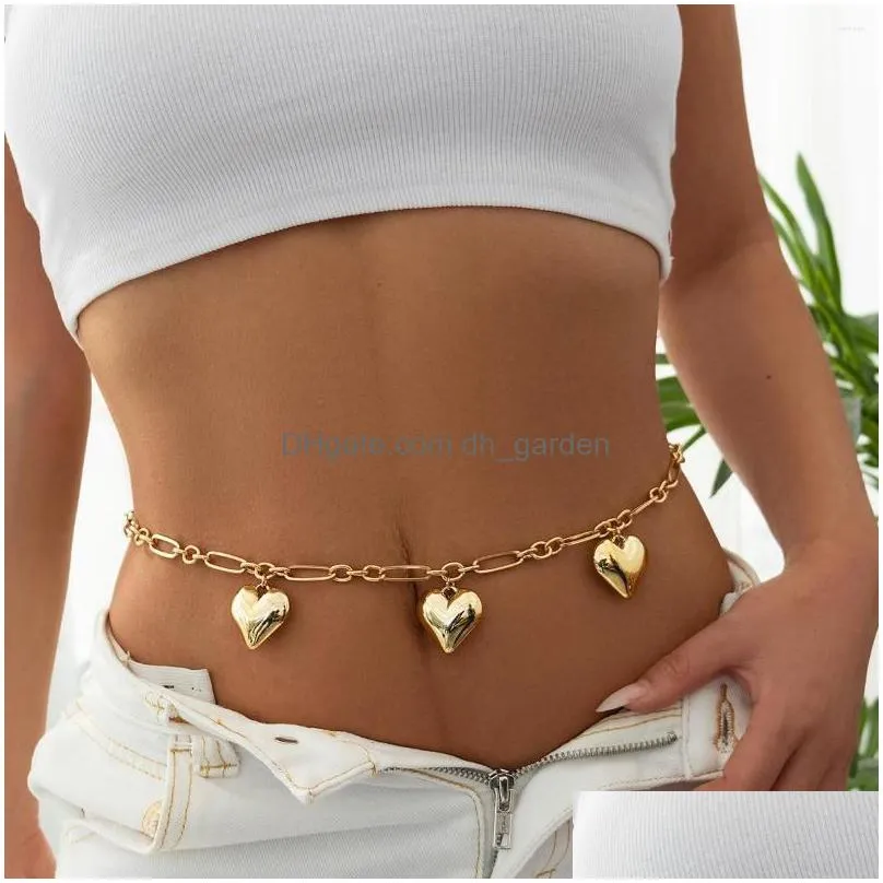 chains sweet cool multilayer alloy tassels body chain big heart metal waist for women leisure fashion y beach party gift