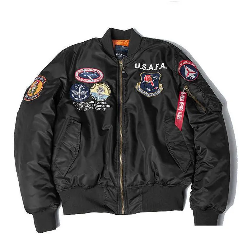 2020 a/w usafa vintage pilot bomber flight jacket us air force top gun men clothes brands winter army usn ma1 usmc embroidery x0710