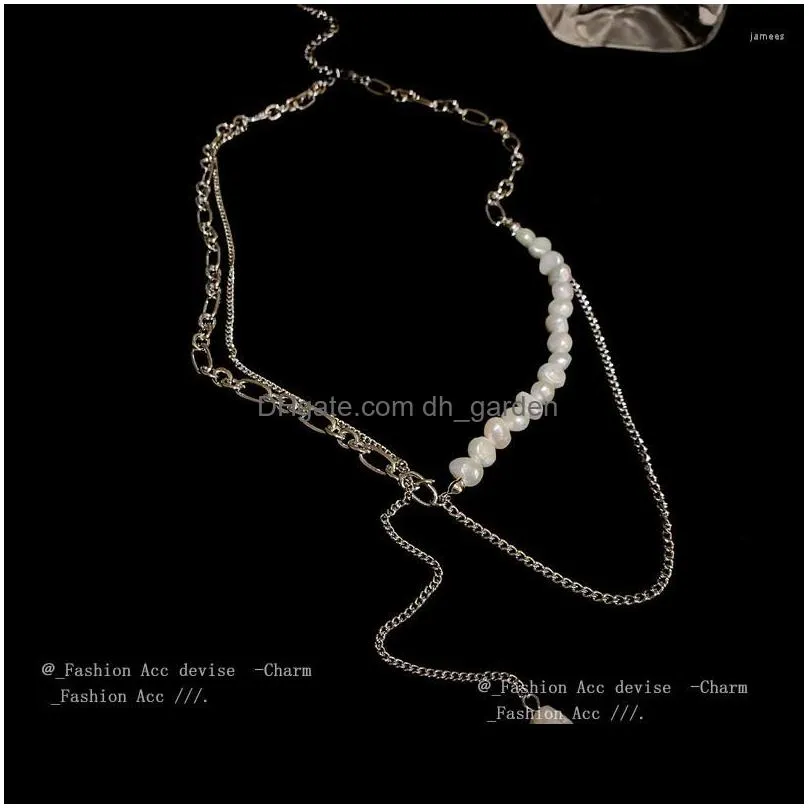 pendant necklaces trendy irregular natural pearl jewellery classic hip hop style splicing neck chain tassels necklace for women charm