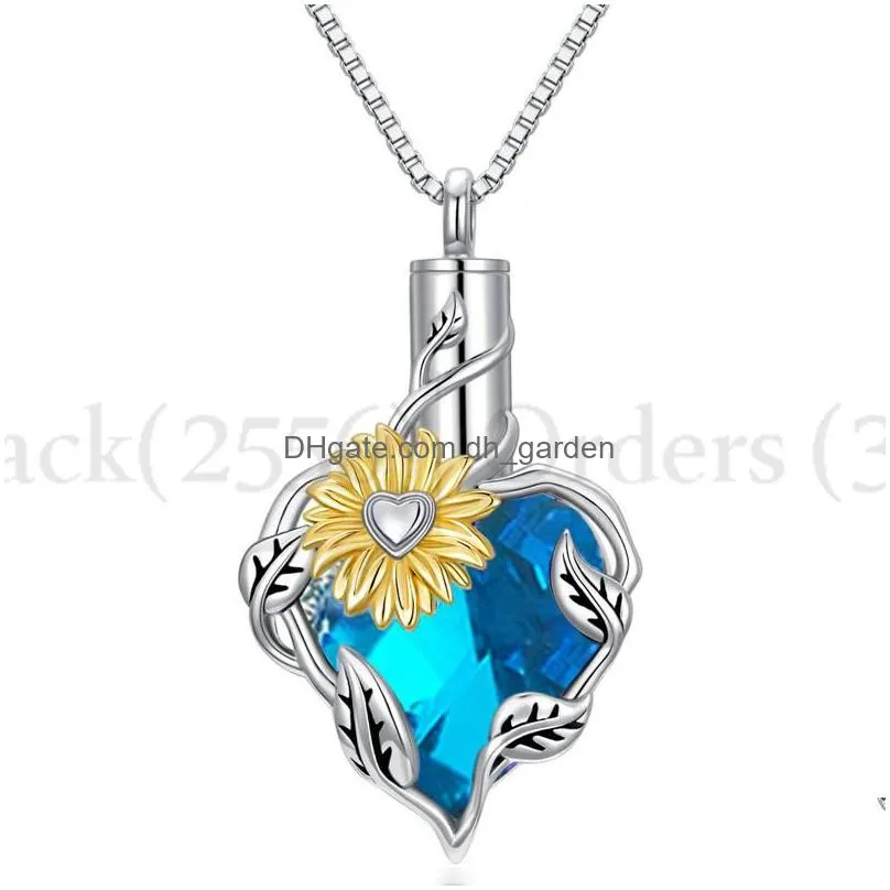 pendant necklaces creative heart cremation jewelry with crystal tree of life urn necklace for ashes gifts women girls