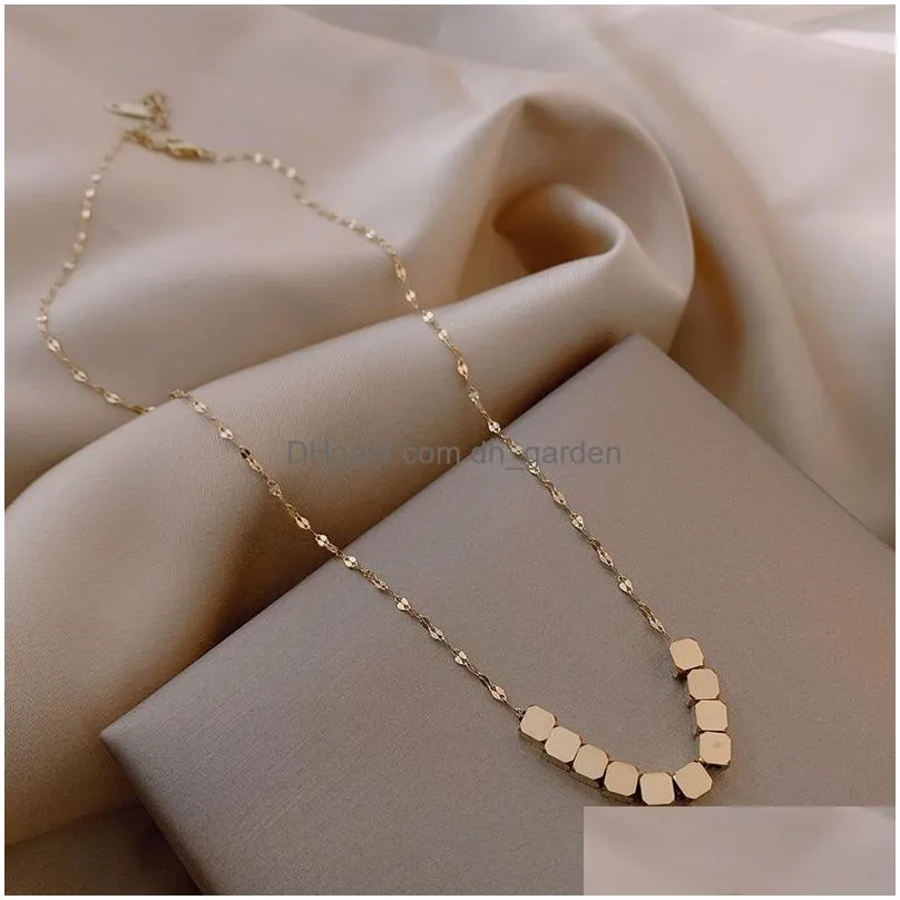 chains titanium steel nonfading small square fashion necklace collarbone chain niche design pendant