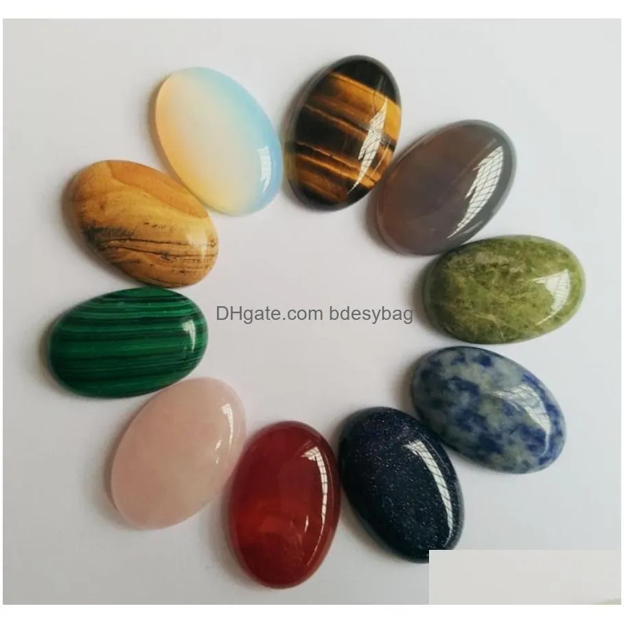 assorted natural stone oval flat base cab cabochon cystal loose beads for necklace earrings jewelry clothes accessories making wholesale