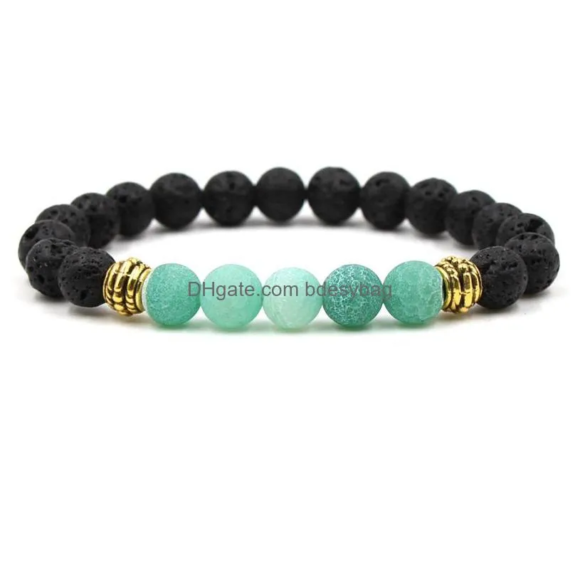 natural tiger eye black lava stone beads bracelet charms essential oil diffuser weathering agate stones elastic bracelet