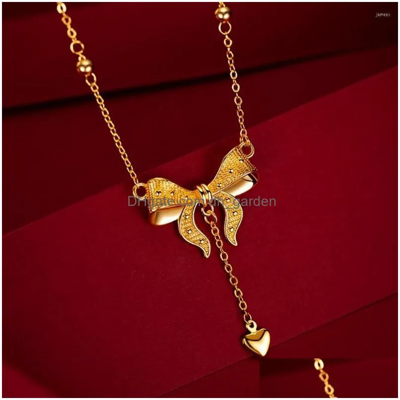 pendant necklaces cute wind butterfly women girls chain real 18k gold color love collarbone niche fairy pretty girlfriend gift