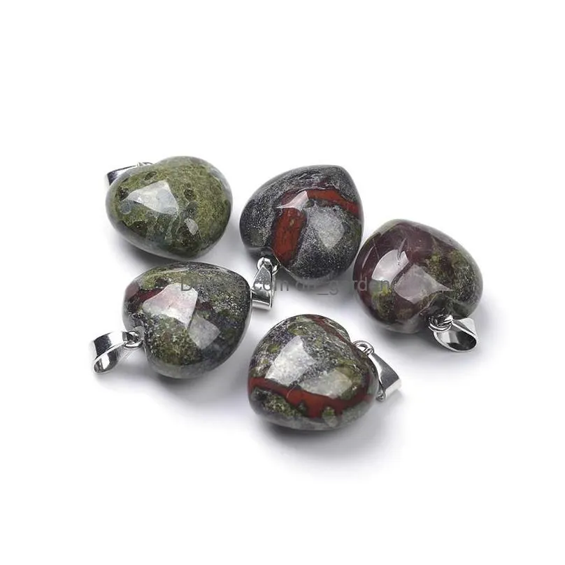 pendant necklaces 5pcs/lot heart shape labradorite howlite rose quartz picture jasper women stone