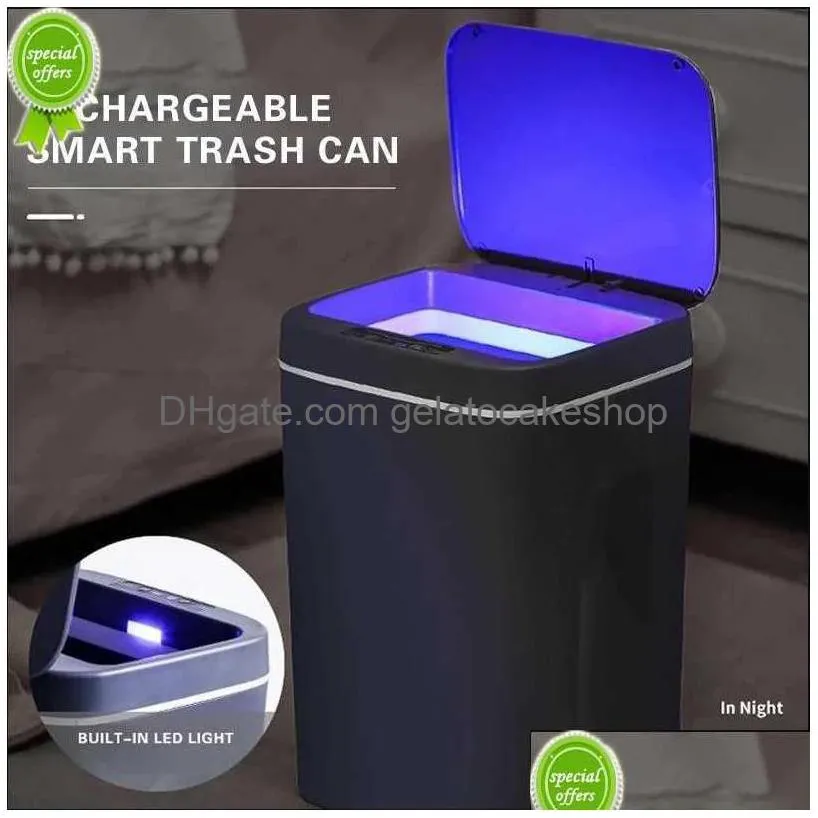  12/14/16l intelligent trash can automatic sensor dustbin sensor electric waste bin home rubbish can for kitchen bathroom garbage