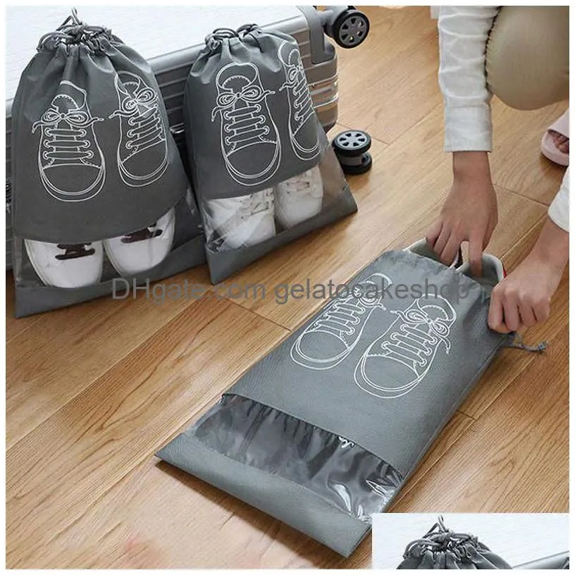  5pcs dustproof drawstring shoe bag suitcase cloth sock holder bag travel ziplock bag closet organizer spacesaving sorting bag