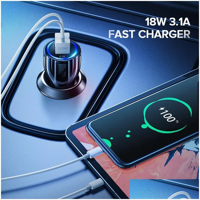 qc 3.0 car  quick charging adapter for samsung s10  tablet 2 port dual usb fast car phone chargers