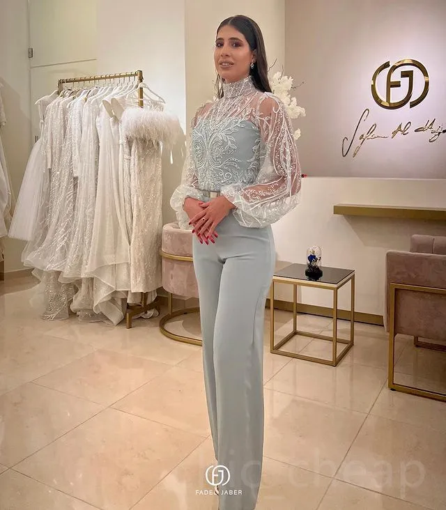 2023 April Aso Ebi Lace Jumpsuits Prom Dress Beaded Satin Evening Formal Party Second Reception Birthday Engagement Gowns Dress Robe De Soiree ZJ672
