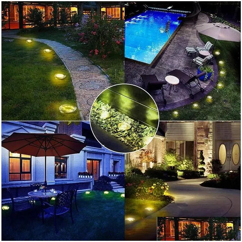 lawn lamps led solar garden lights updated version 304 stainless steel ground light waterproof underground for pathway