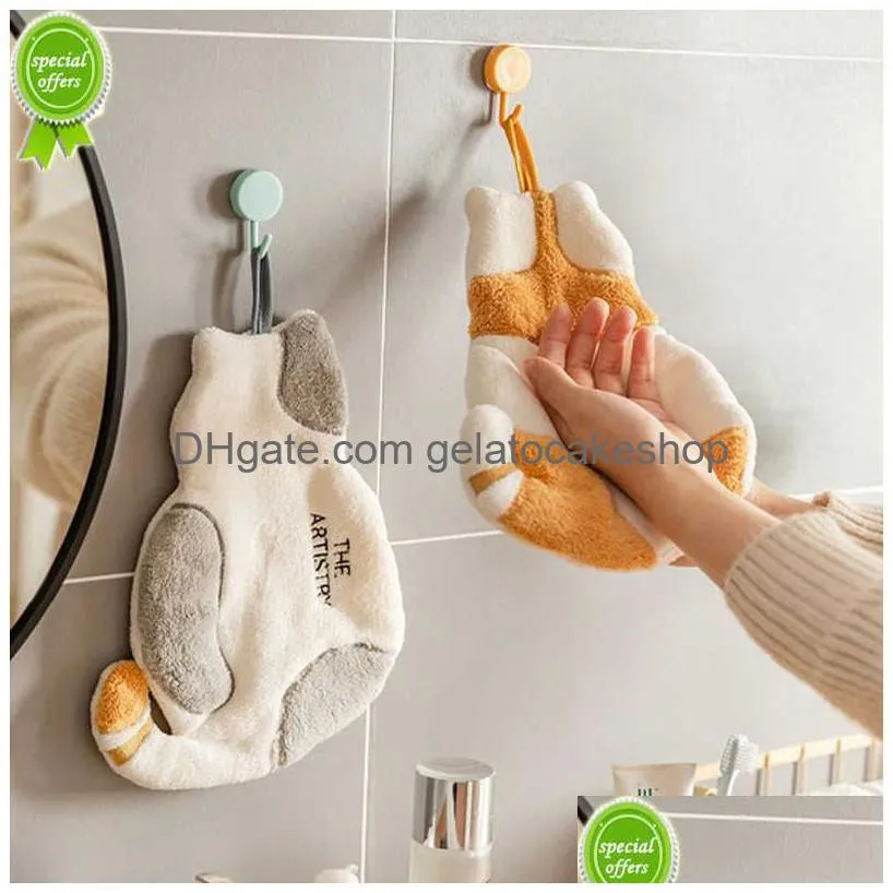 cute cat hand towel cartoon absorbent hand towel for child nonshedding microfiber towel for kitchen bathroom accessories