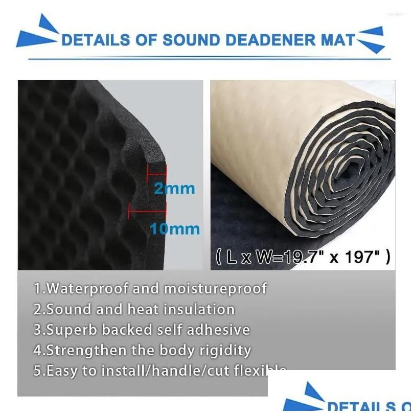 interior accessories 50 100/300/500cm 100/300 100cm studio sound acoustic absorption car soundproof foam deadener heat insulation mat