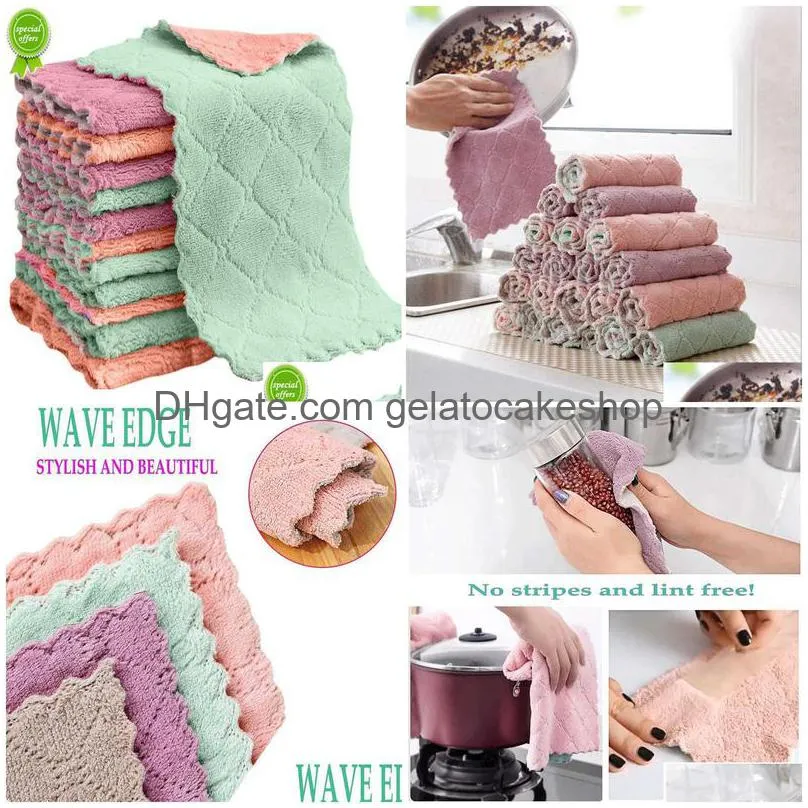  5pcs doublelayer absorbent microfiber kitchen dish cloth nonstick oil household cleaning cloth wiping towel home kichen tool